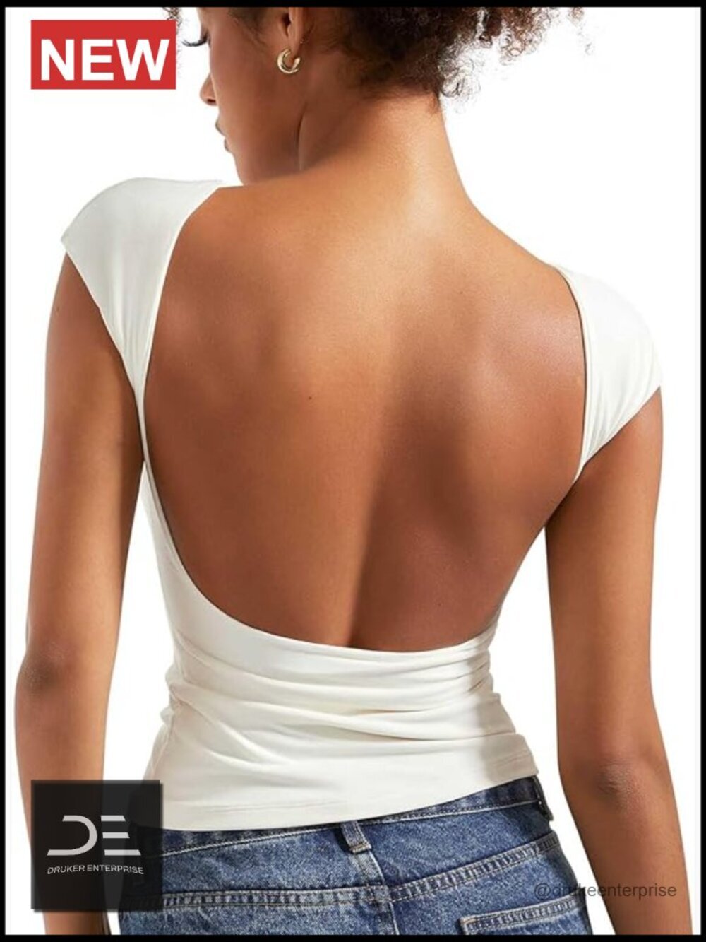 Backless Crop Top Double Lined Open Back Y2K Going Out Tee